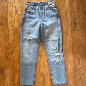 Rolla’s 25 Elle Super High Rose relaxed  Distressed Light Blue Jeans